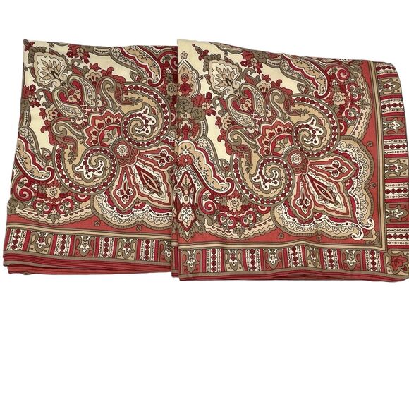 Pair Pottery Barn Euro Shams 24x24‎ Paisley Rich Rust/Cream/Taupe Linen Blend - Picture 1 of 9